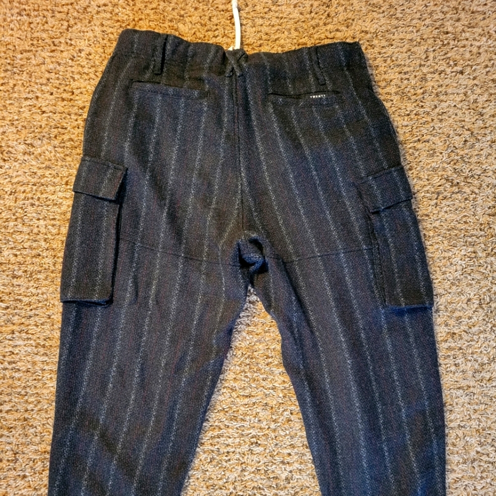 Men's Dark Gray Pinstripe Cargo Pants